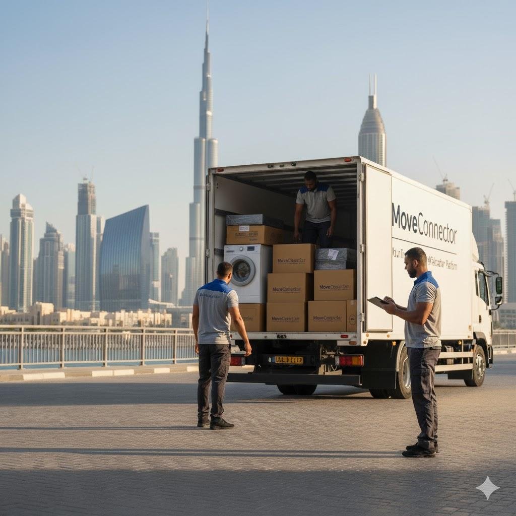 Luxury villa relocation Dubai Marina movers loading truck